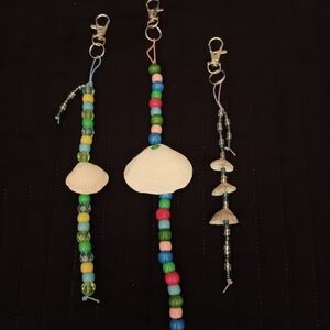 Colorful Beaded Keychains with Shells